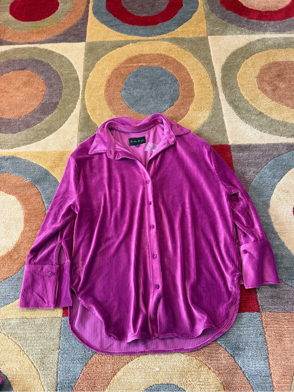 NWOT Hunter & Brown Shacket Shirt Jacket Magenta Velour Ribbed Women’s Medium